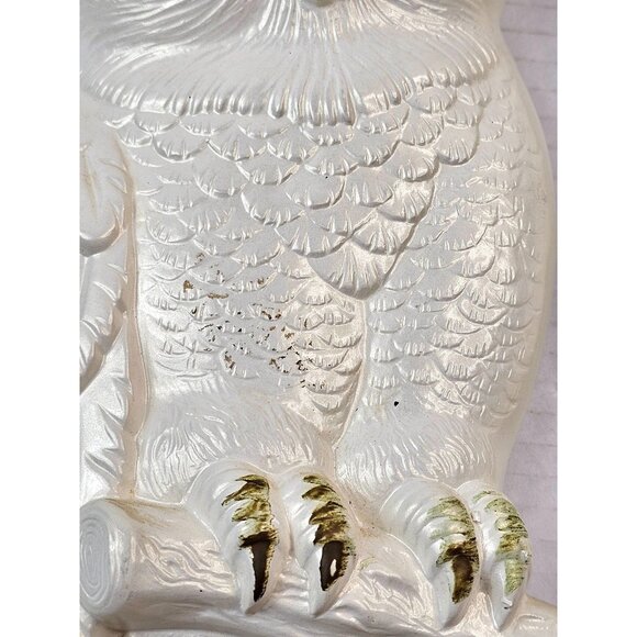 Vintage Chalkware White Owl Wall Plaques Hand-Painted Retro Mid Century Decor - Picture 10 of 12